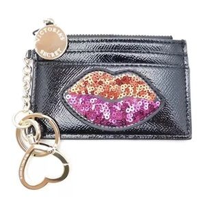 VICTORIAS SECRET CREDIT CARD HOLDER ZIPPERED COIN CHANGE PURSE KEY FOB KEY RING